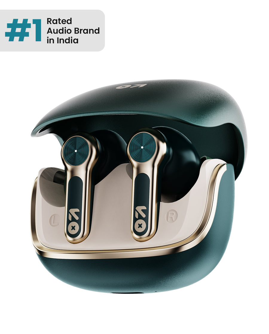 Raven Emerald Green, True Wireless Earbuds with 70H Playtime, ZEN™ Quad Mic ENC,10mm Boom X™ Tech Drivers and 50ms Low Latency mode.